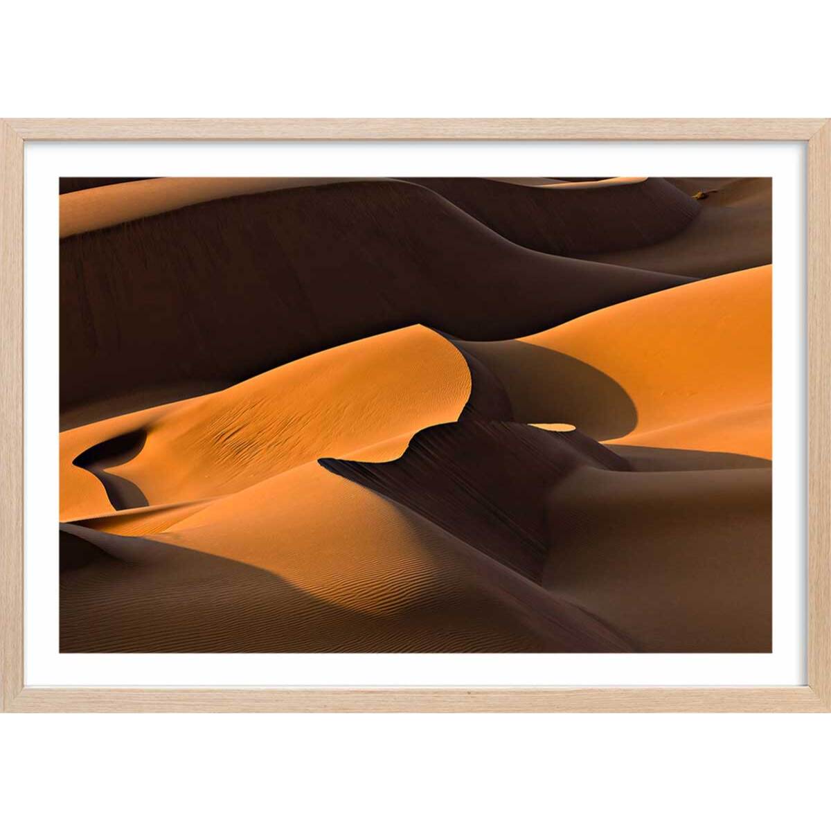 Affiche dune d'Iran Affiche + cadre en bois - Chêne