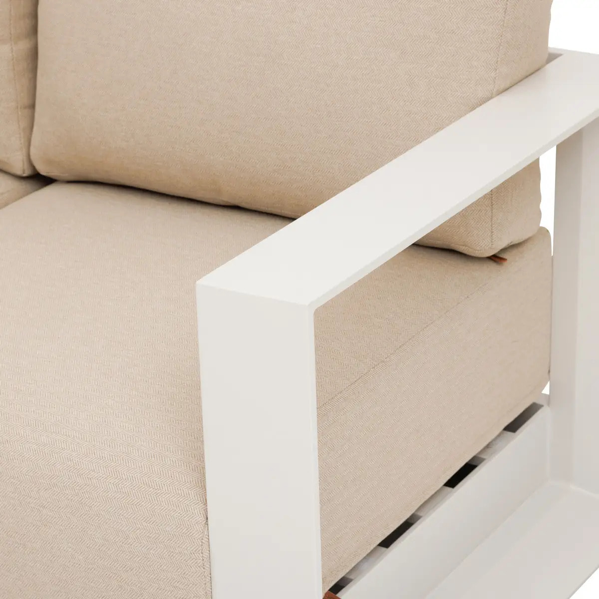 Salon d'angle de jardin "Allure" avoine 5 places en aluminium et polyester