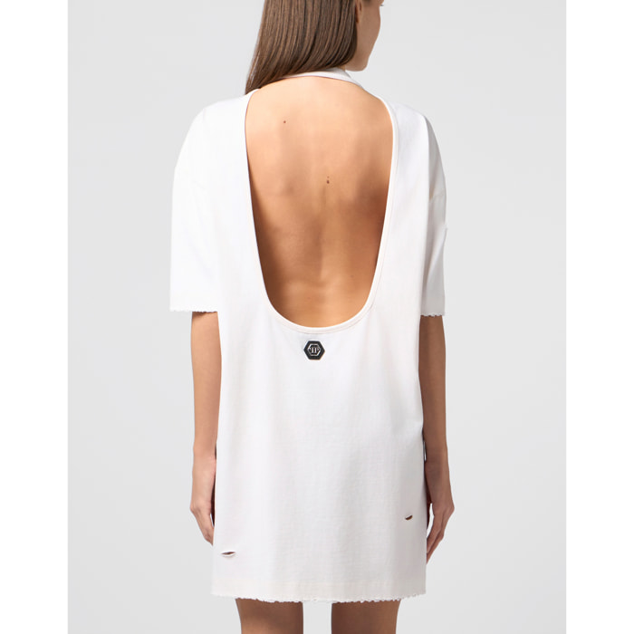 PHILIPP PLEIN Open Back T-Shirt Mini Dress Tennis Club