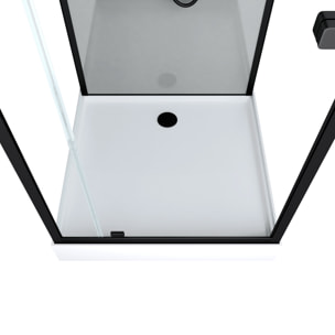 Cabine de douche Hydromassante 90x90x215 cm - Fonds Gris et Profilés Noir Mat - GREY STYLE