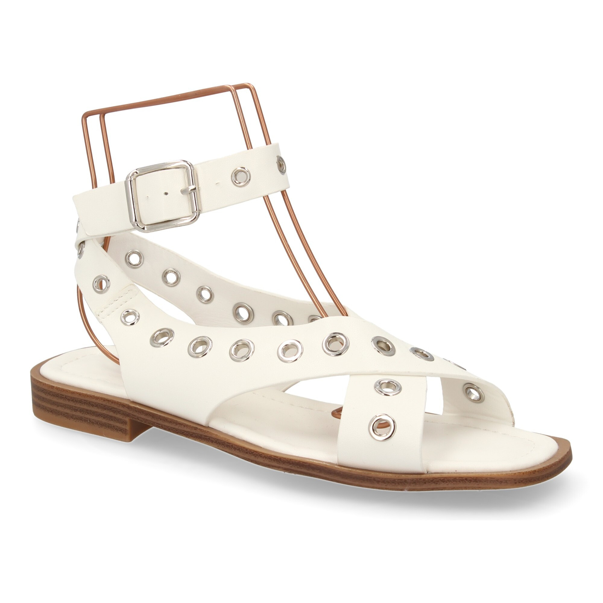 Sandalias planas de mujer, comodas y elegantes, diseño moderno con ojales