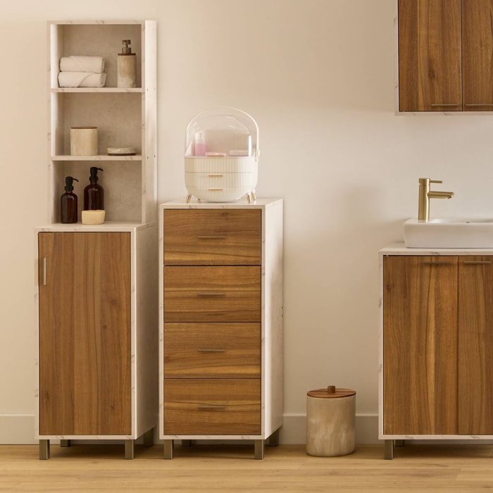 Étagère 1 porte 7 niveaux Come bois et effet marbre