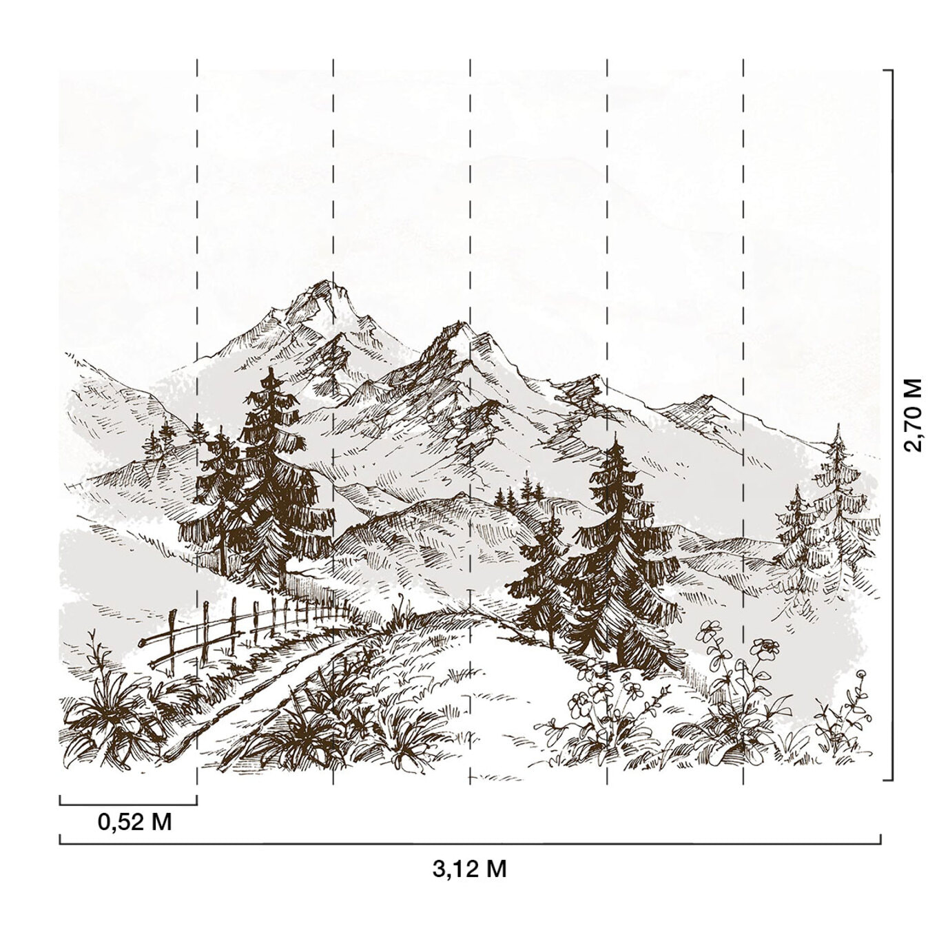 Papier peint dessin d'alpage Intissé