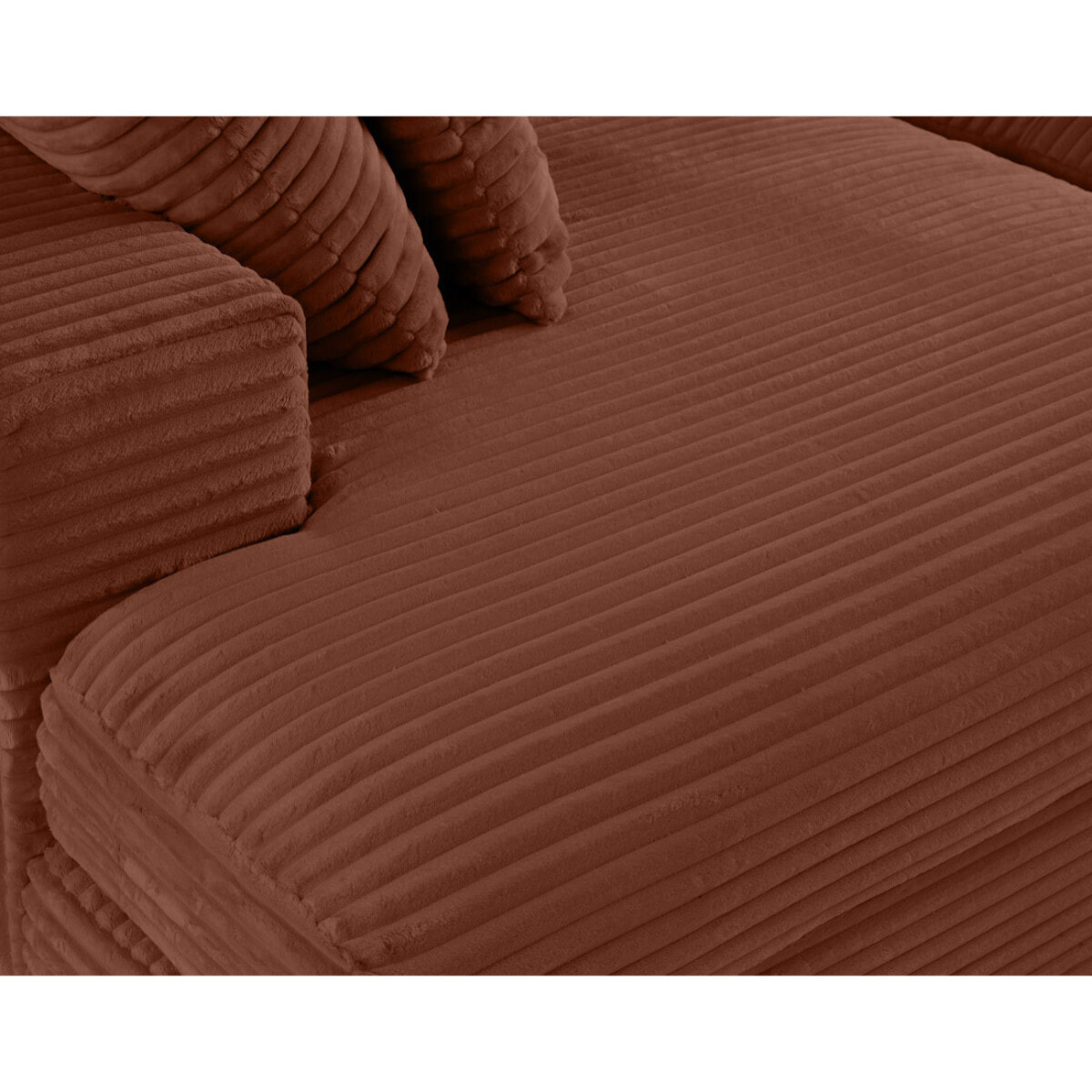 Collins - canapé droit 4 places avec double méridienne - assise profonde - velours côtelé grosses côtes - Terracotta