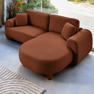 Canapé d'angle droit 3 places tissu, pieds ronds ZENIO