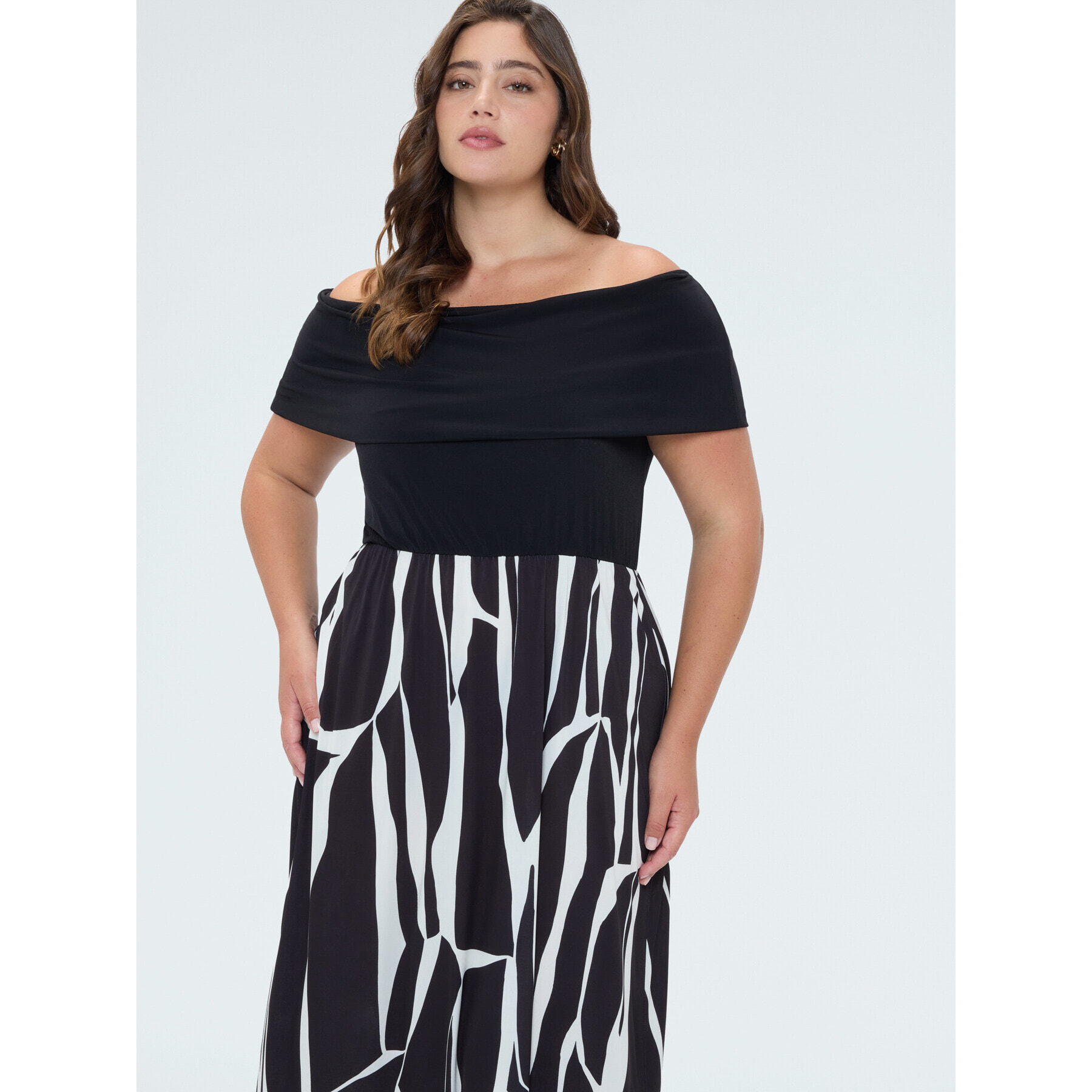 Fiorella Rubino - Vestito Chill off shoulder con stampa - Nero