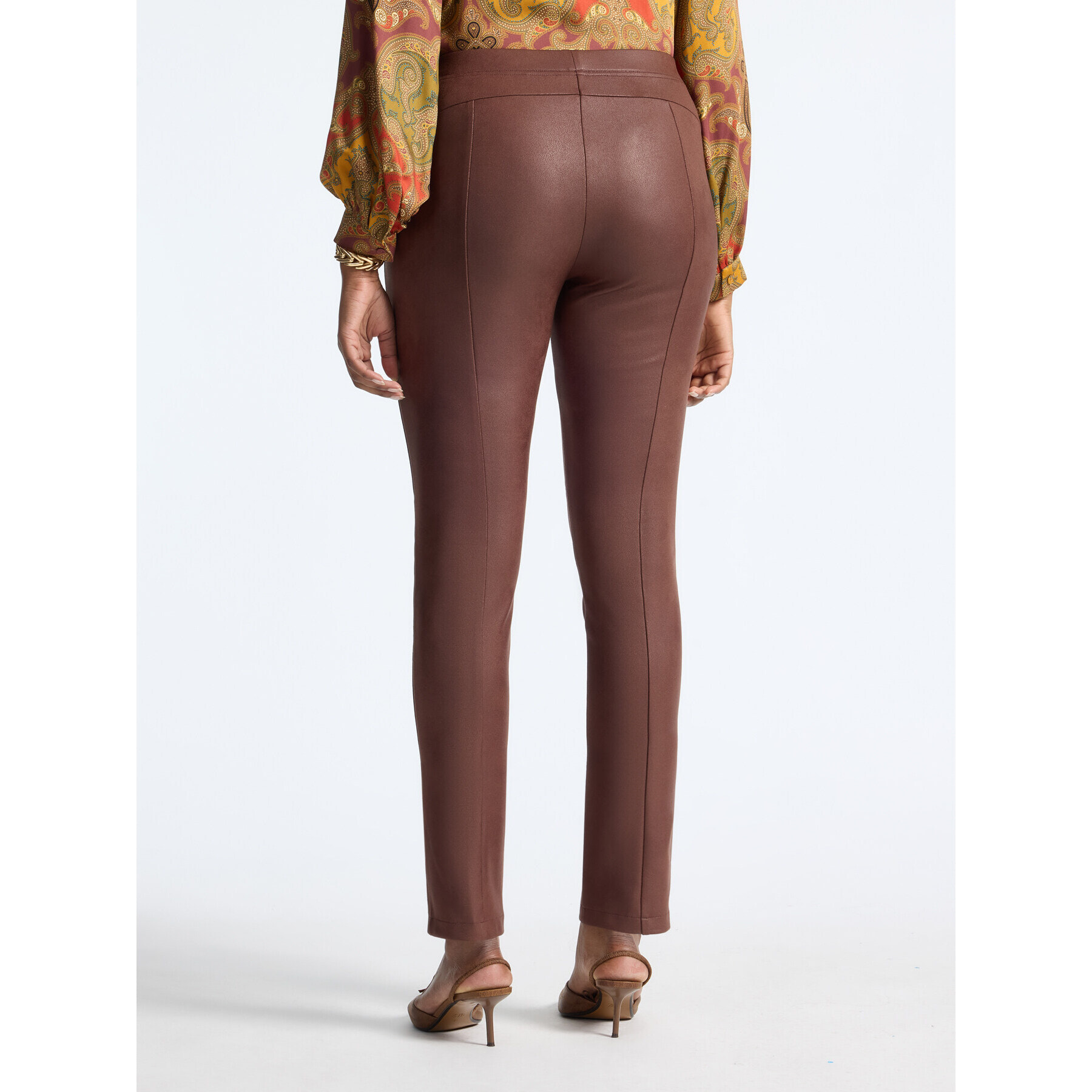 Elena Mirò - Pantaloni slim in tessuto spalmato - Marrone