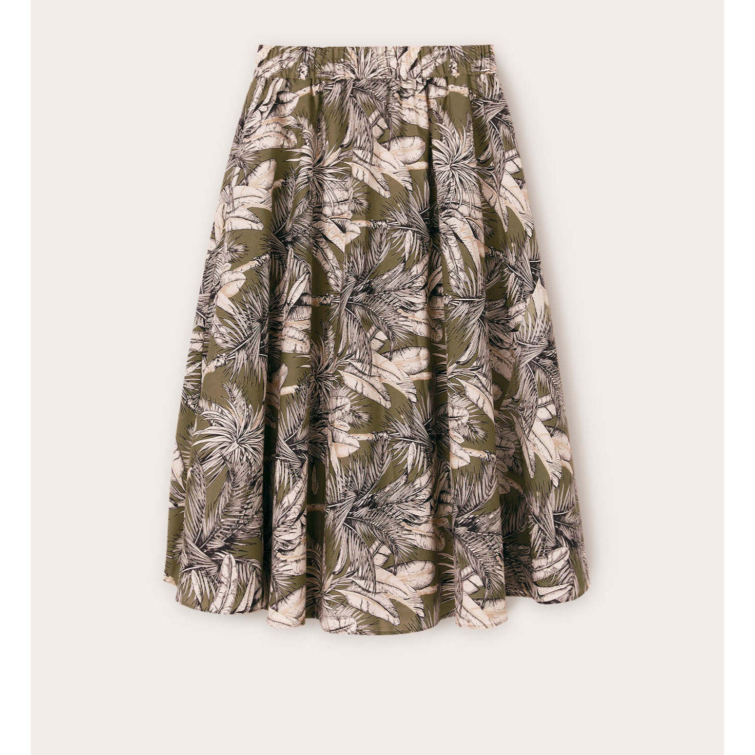 Motivi - Gonna a ruota fantasia jungle - Verde militare