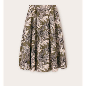 Motivi - Gonna a ruota fantasia jungle - Verde militare