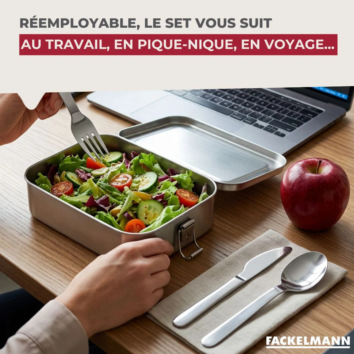 Boîte de 3 couverts réemployables Fackelmann Move