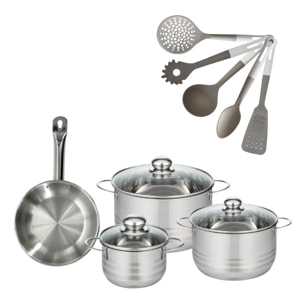 Lot de 1 Poêle et 3 Faitouts 16/20/24 cm Fackelmann Eterna avec 5 ustensiles Vario