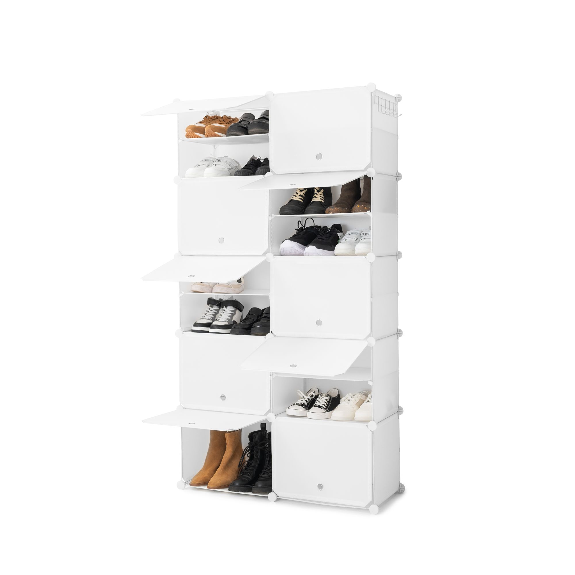 Scarpiera modulare portatile - 36 paia - bianco - 84x160x32 cm