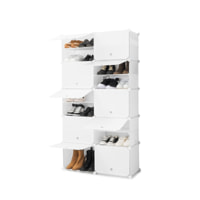 Scarpiera modulare portatile - 36 paia - bianco - 84x160x32 cm