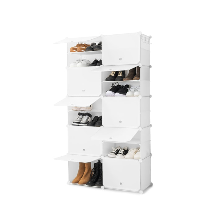 Scarpiera modulare portatile - 36 paia - bianco - 84x160x32 cm