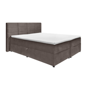 Lit boxspring complet en velours gris ou taupe 160x200 - GENEVE