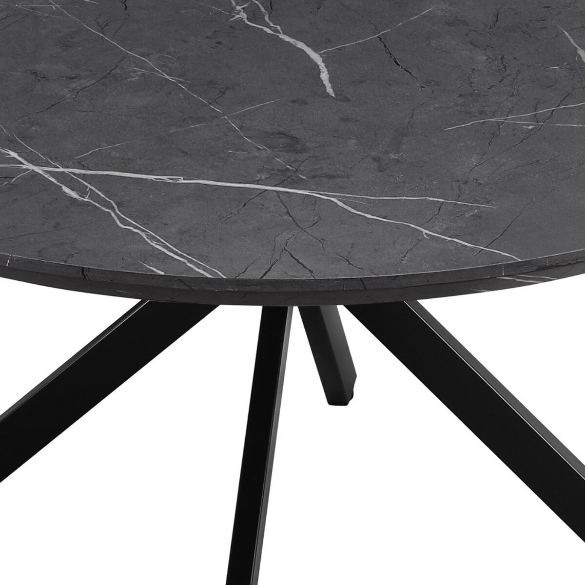 Tavolo tondo 120 cm con top effetto marmo grigio scuro - Gabry