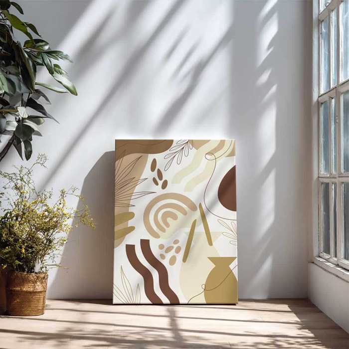 Tableau abstrait organique beige minimaliste Toile imprimée