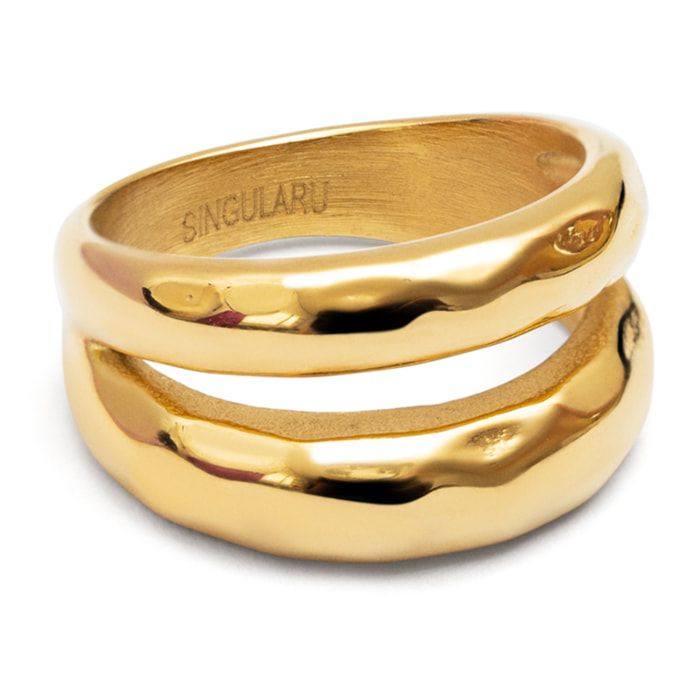 Anillo Oceana Acero Baño Oro