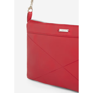 Borsa clutch in similpelle con tracolla in metallo