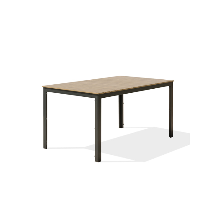 BOSTON - Table de jardin en alu plateau en polywood imitation bois