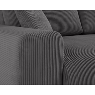 Garance - canapé droit 3 places - en velours côtelé - Gris foncé