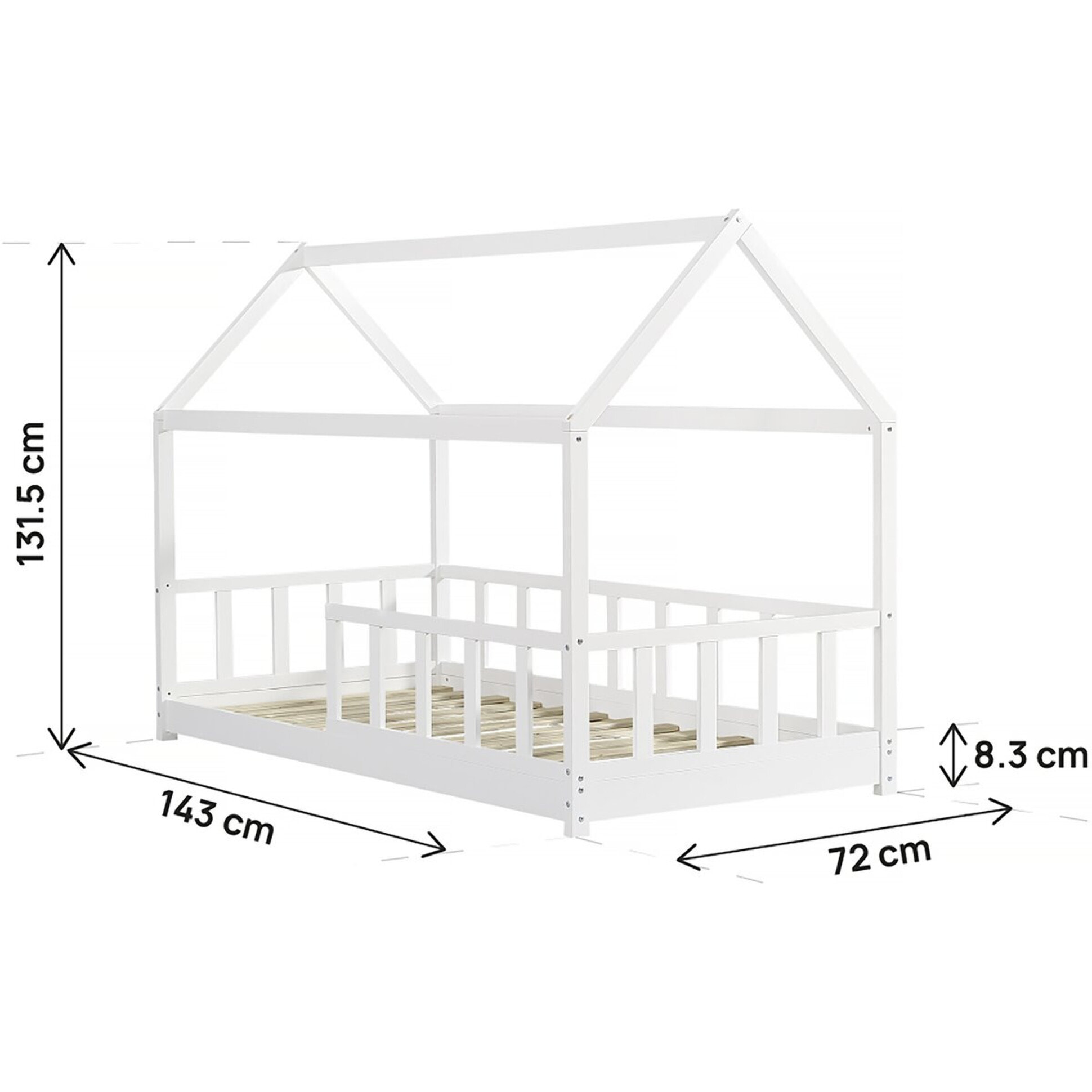 Lit cabane pour enfant "Mila" - 90 x 190 cm - Blanc