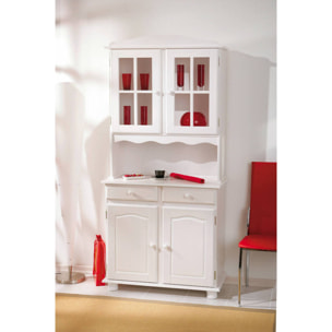 Credenza a due ante e due cassetti, colore bianco, cm 88 x 198 x 32