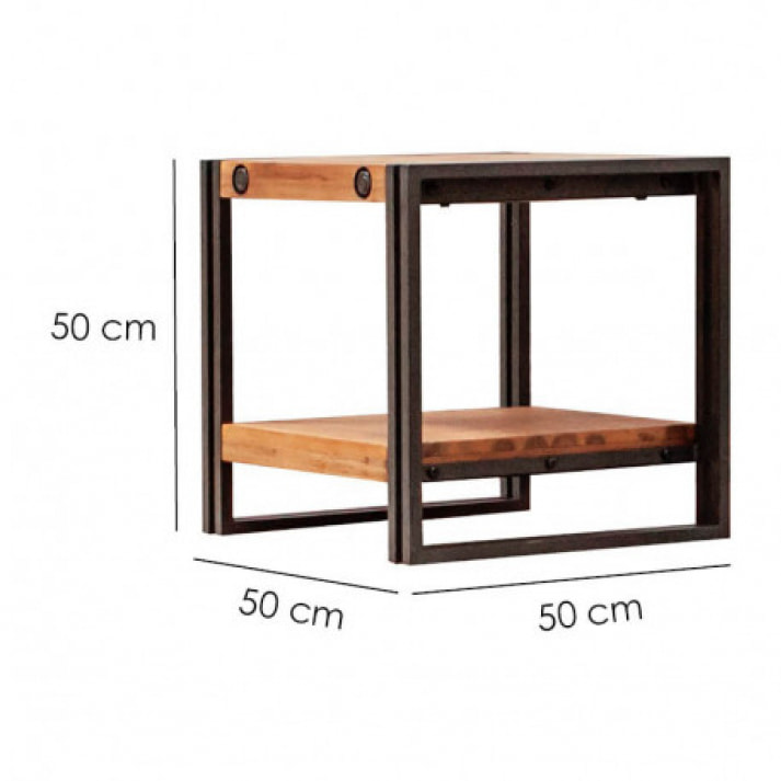Table d'appoint en bois et métal style industriel - ATELIER