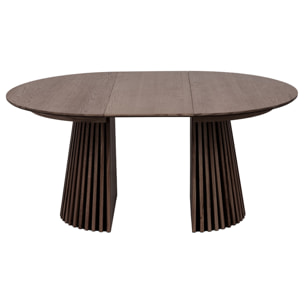 Freya - table à manger ronde extensible - effet bois foncé - 4 à 8 personnes - Bois