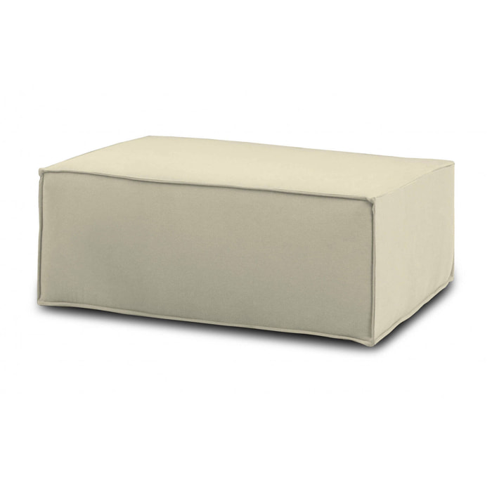 Pouf Assisi, Pouf da salotto, Poltroncina relax in tessuto imbottito, 100% Made in Italy, 100x70h43 cm, Beige