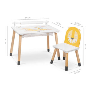 Mesa infantil JUNGLE DRUM multifuncional mueble niños con silla blanco