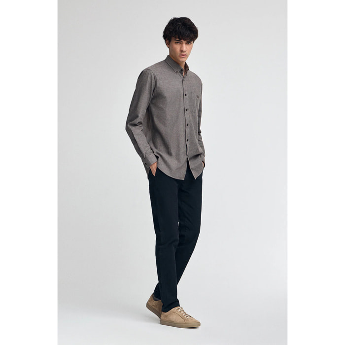 Camicia marrone regular fit e logo Polo Club