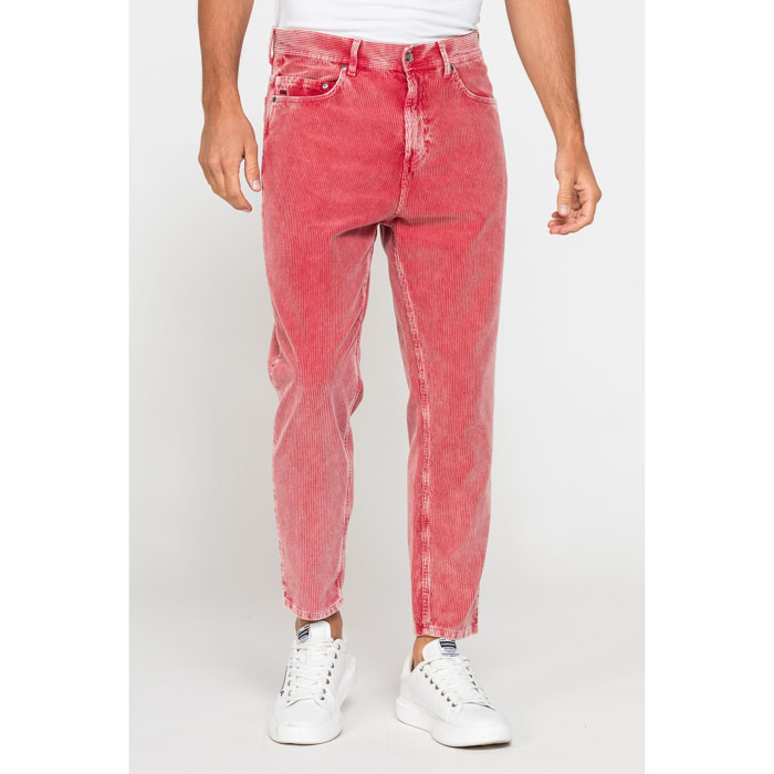 PANTALONE 5 TASCHE IN VELLUTO EFFETTO ACID WASH