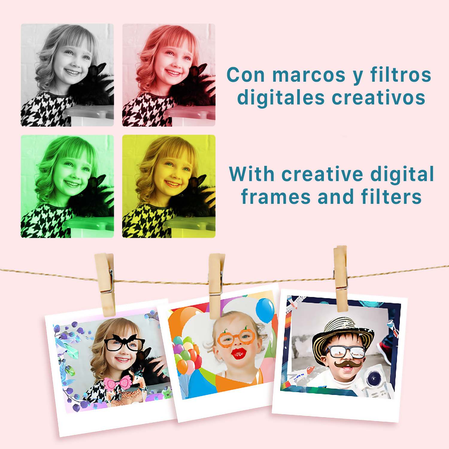 Cámara infantil A3x de fotos y video. 40mpx y video FHD. Cámara trasera para selfies, juegos incorporados.