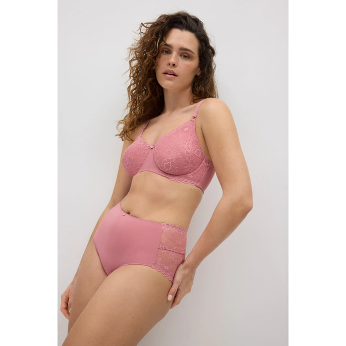 Slip a vita alta con pizzo floreale azzurro