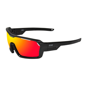 Gafas de deportes acuáticos OCEAN CHAMELEON - Negro brillante / Revo roja con almohadilla nasal puntas y espuma negras con correa negra