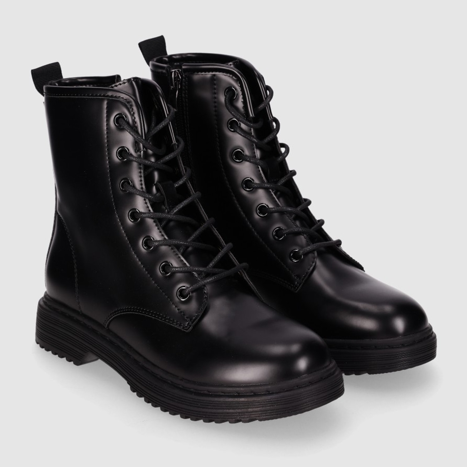 Botines de Piel Sintética - Negro - Tacón: 3 cm