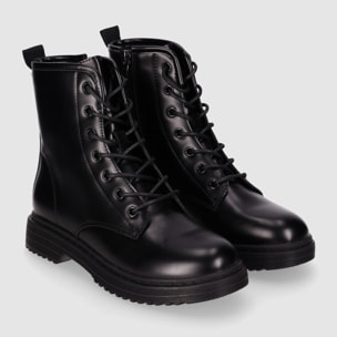 Botines de Piel Sintética - Negro - Tacón: 3 cm