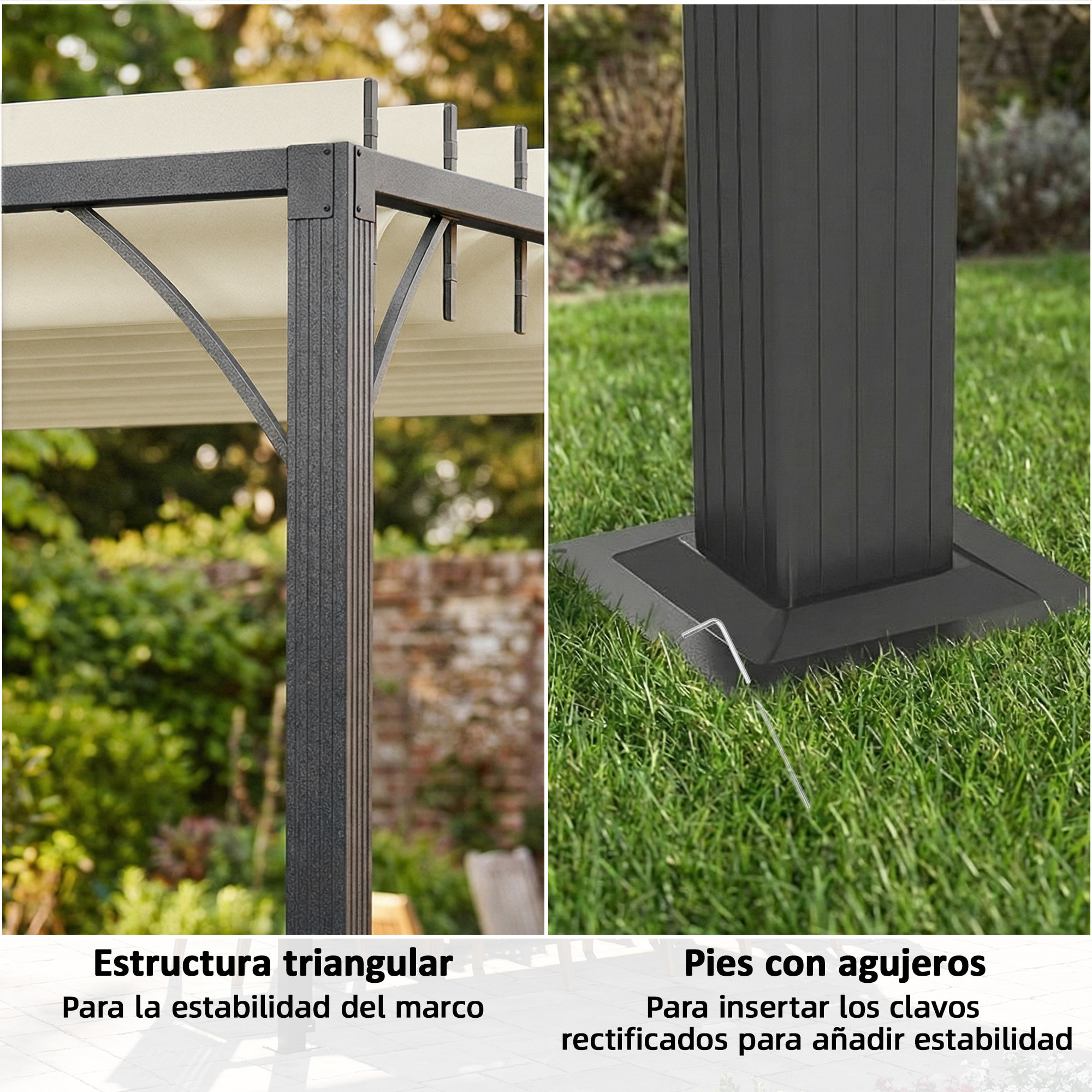 Pérgola de Jardín 3x4 m, Cenador de Jardín con Techo de Lamas Orientables a 135°, Estructura de Aluminio, Protección UPF30+, Pabellón para Exterior, Patio, Terraza, Blanco Crema