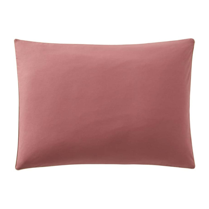 Taie d'oreiller bicolore en coton, BONS JOURS ETINCELLE, Rose Indien/Rose Solaire