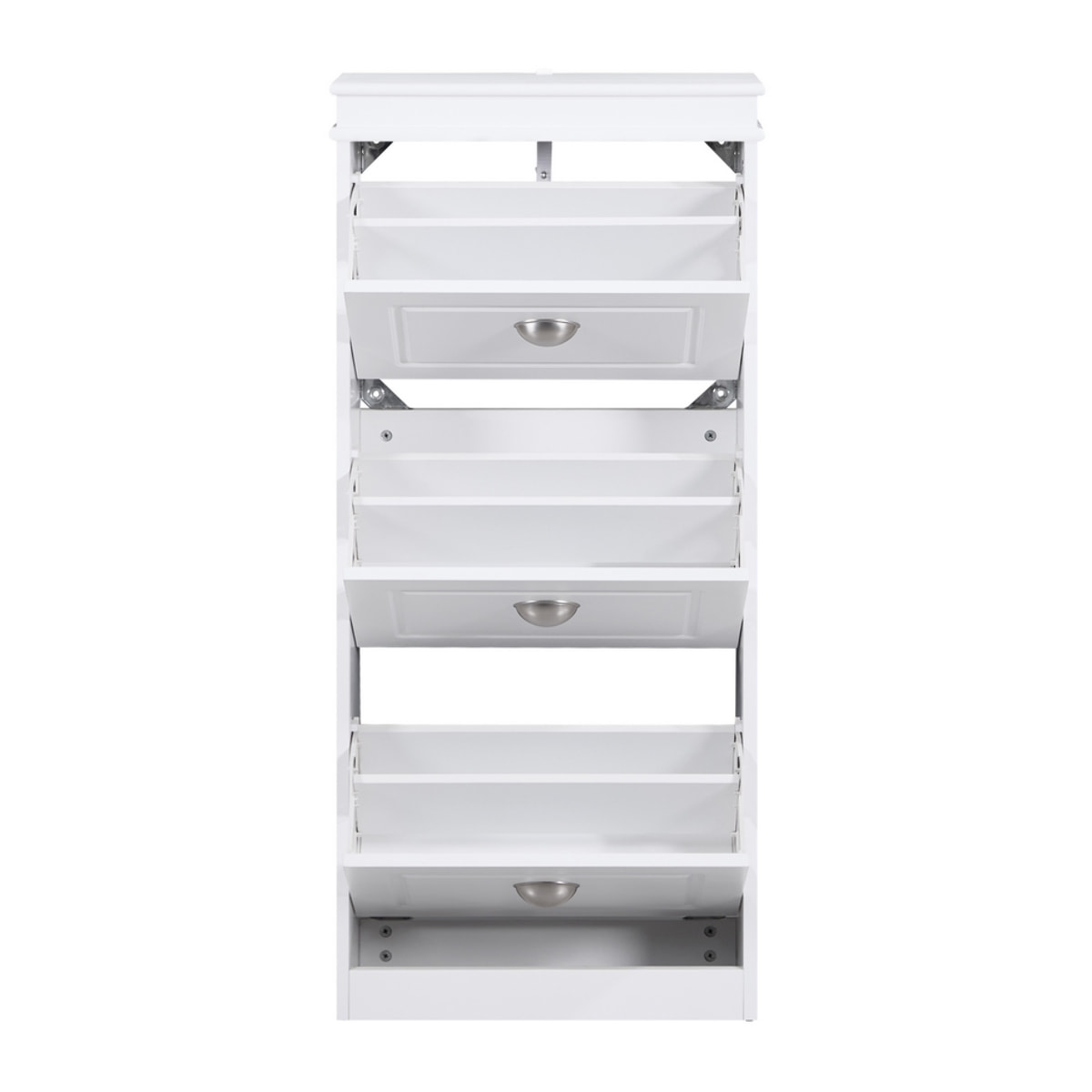 Scarpiera bianca salvaspazio 3 ribalte verticali 53x24x117 cm design bugnato- Vittoria