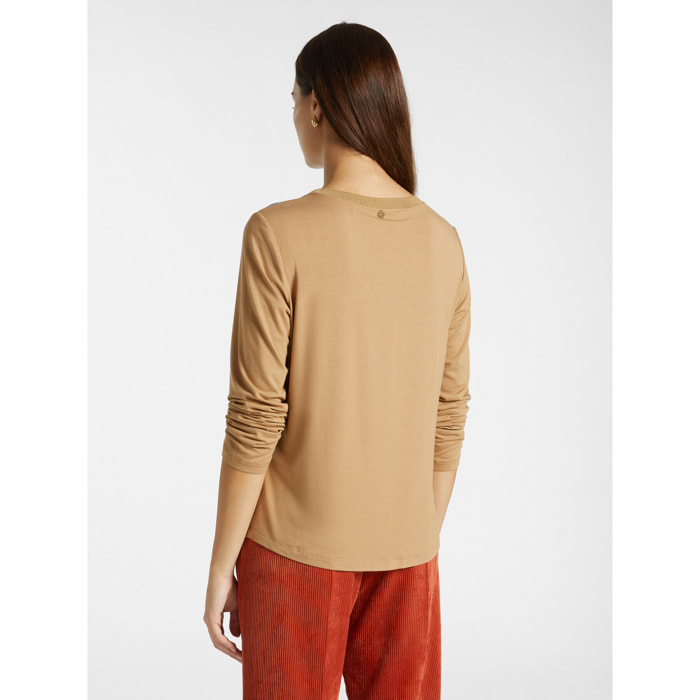 Elena Mirò - Camiseta de viscosa LENZING™ ECOVERO™ - Beige