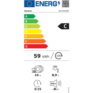 Lave vaisselle encastrable SIEMENS SR73EX24MF iQ300 Porte à glissières