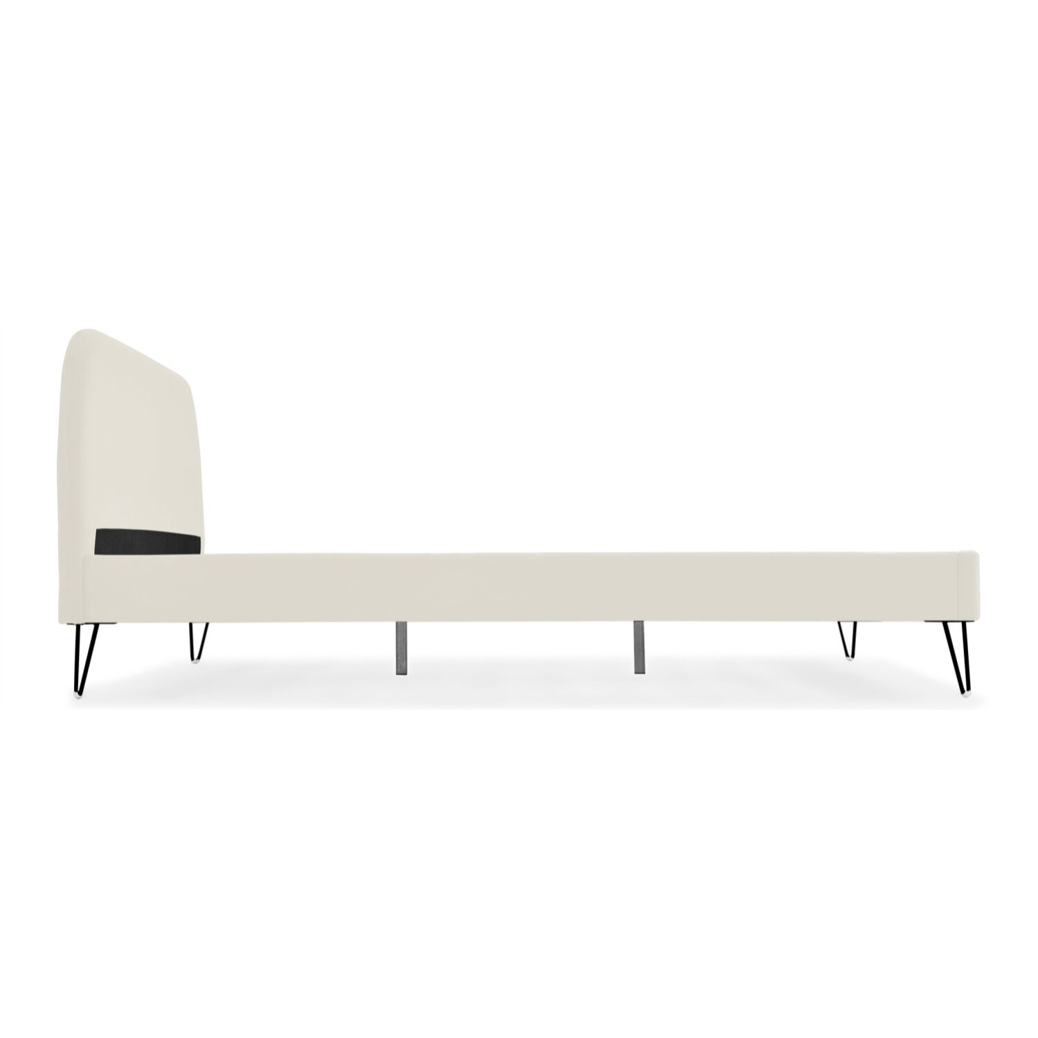 Lit 160 x 200 cm en velours beige et pieds noirs GARBERA