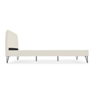 Lit 160 x 200 cm en velours beige et pieds noirs GARBERA