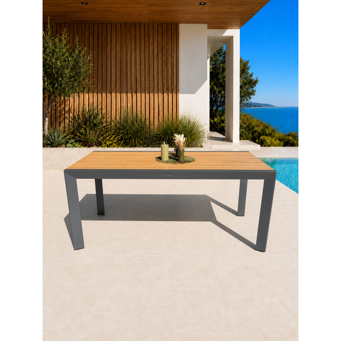 TONGA - Table de jardin en alu plateau polywood aspect bois