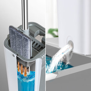 Mocio con rotazione a 360°, secchio con sistema di strizzatura efficiente e tappo di scarico. Include 3 panni in microfibra.