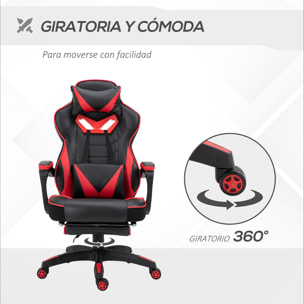 Silla Racing de Escritorio Reclinable Negro y Rojo