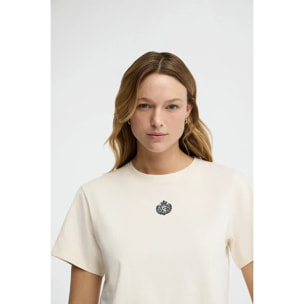 Maglietta ecrù a maniche corte con ricamo nautico Polo Club