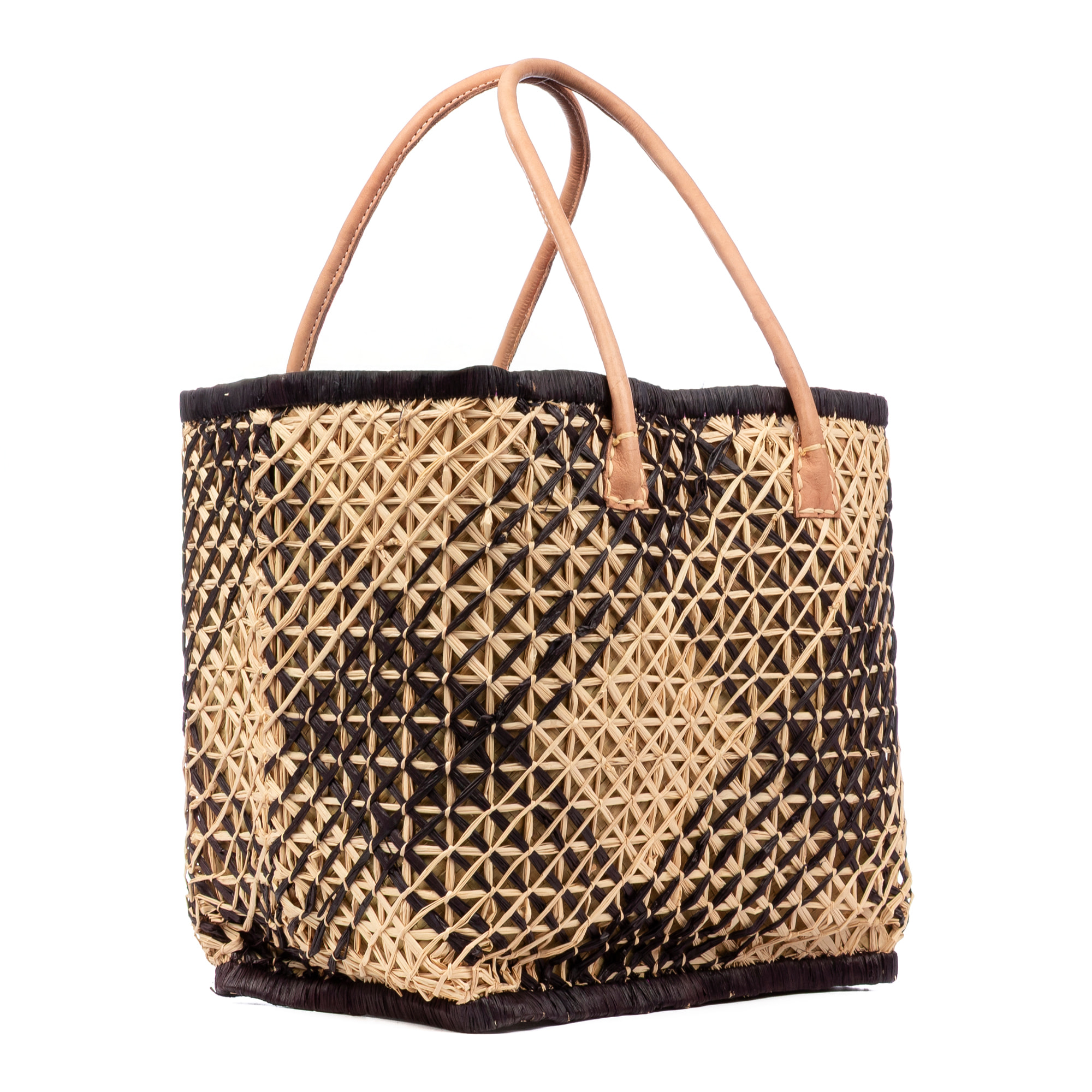 Zavattarello borsa a spalla donna. Realizzata in rafia e tessuto, con manici in pelle.